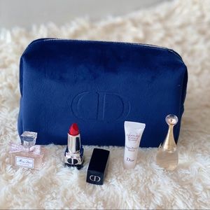 Dior Blue Velvet Clutch Pouch Gift Set